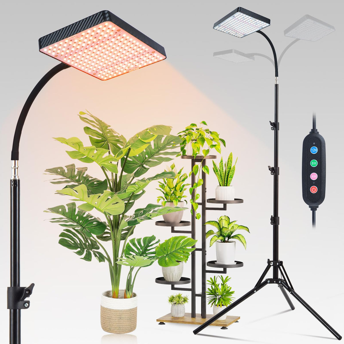 FECiDA grow light stand fully assembled for steady indoor plant lighting