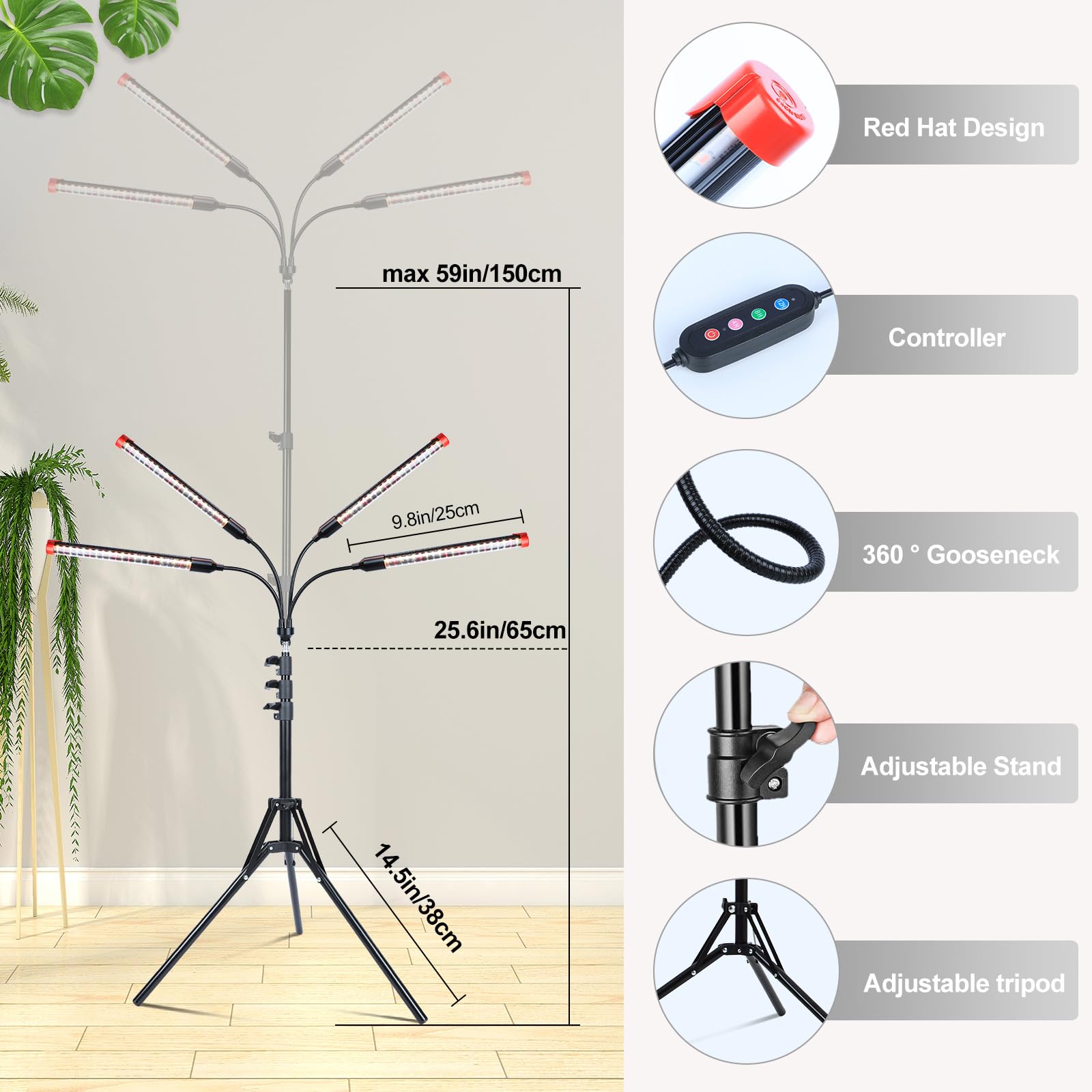 FECiDA height-adjustable stand adapts to different growing setups.