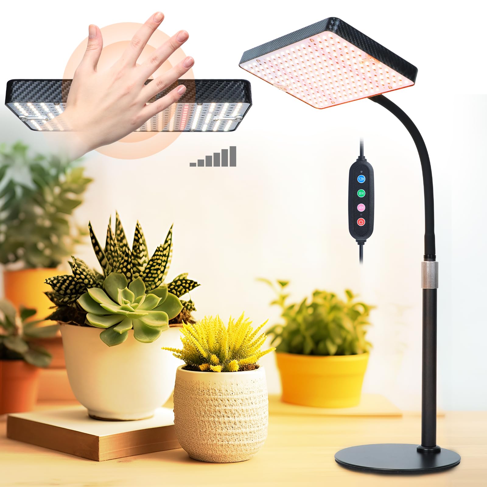 FECiDA smart-control desk grow light on provides bright full-spectrum illumination for indoor plants.
