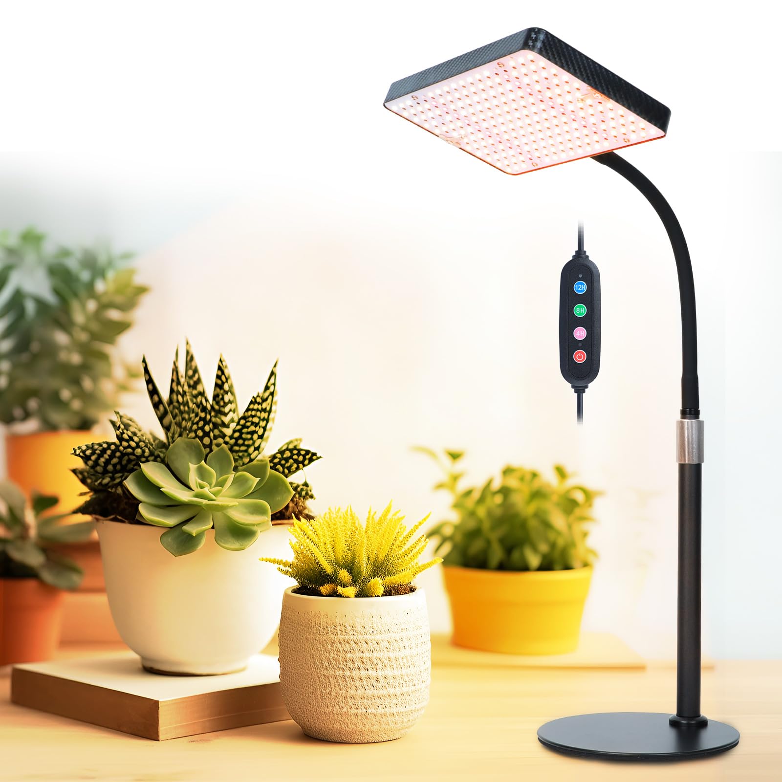 FECiDA tabletop grow light in full spectrum over seedling tray for even growth