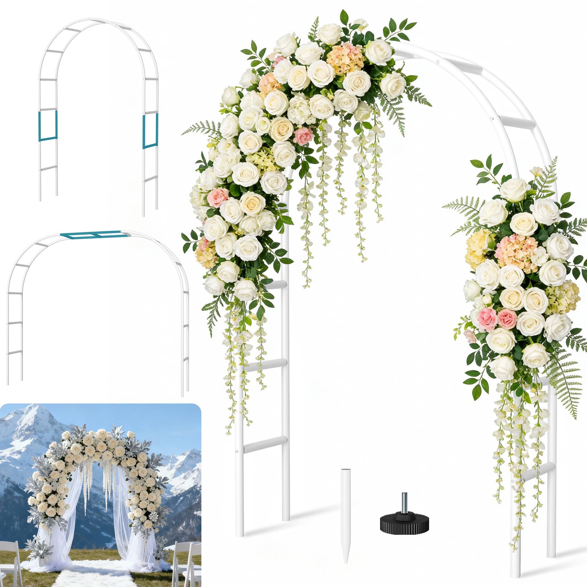 Fecita garden arch rustproof frame in white, built to endure outdoor use.