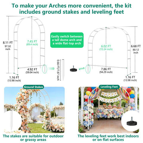 Fecita garden arch wide setup for spacious ceremony backdrops.