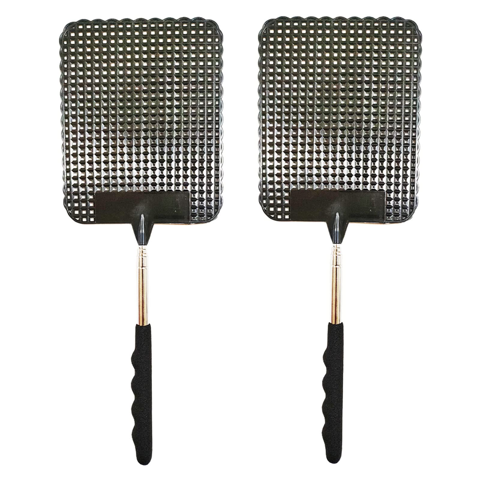 Fecobyte telescopic fly swatter extends reach for quick outdoor swats