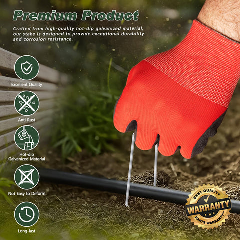 FEED GARDEN 11-gauge anti-rust stakes provide durable ground anchoring.