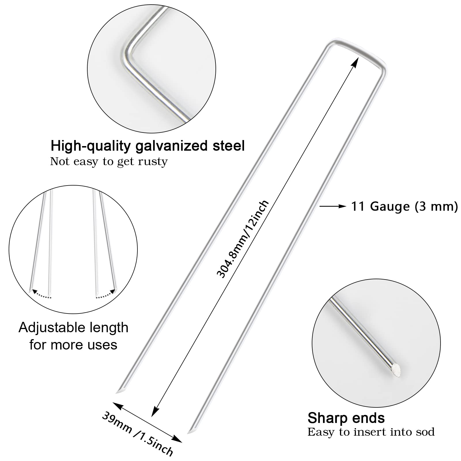 FEED GARDEN 11-gauge galvanized steel stakes provide sturdy hold in tough soil