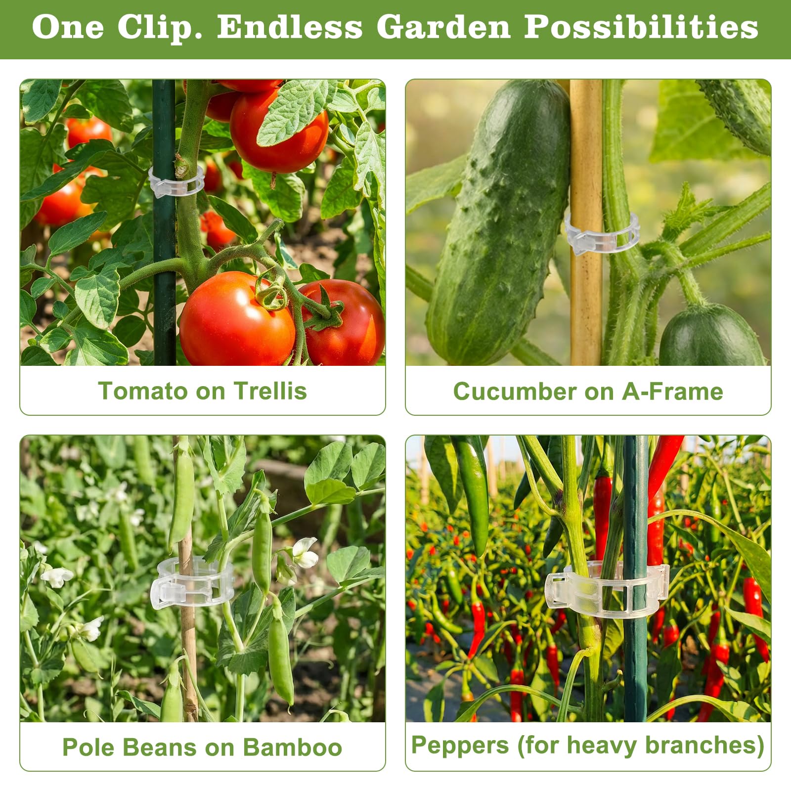 FEED GARDEN 120Pcs plant clips with durable hinge withstands weather.
