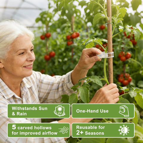 FEED GARDEN 120Pcs plant clips one-handed snap design saves time.