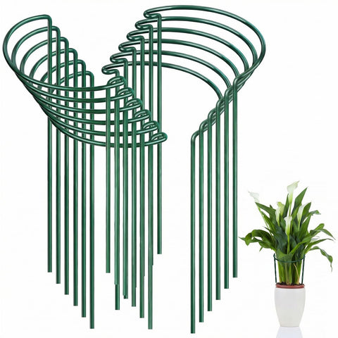 FEED GARDEN 12-pack plant stakes with half-round green rings for sturdy garden support