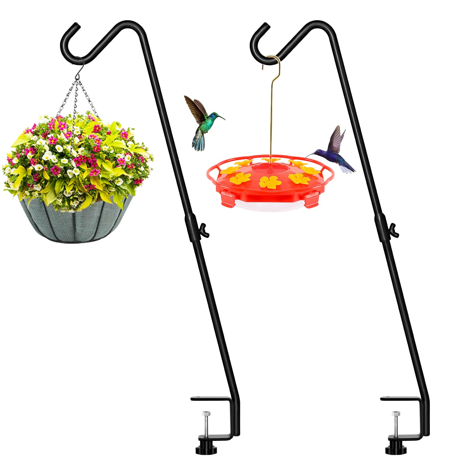 FEED GARDEN 29-inch adjustable deck hook in action holding a bird feeder on a sturdy railing