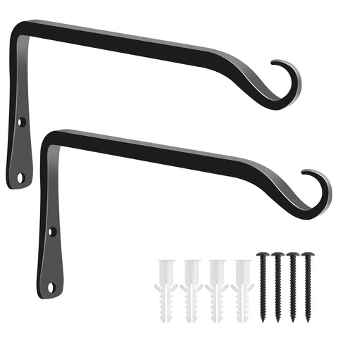 FEED GARDEN 2-pack 8-inch hanging bracket in black for sturdy outdoor mounting.