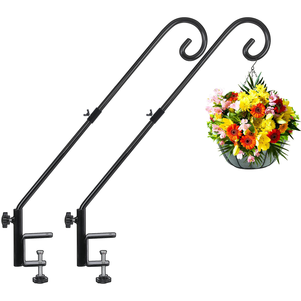 FEED GARDEN 31-Inch deck hook with rail clamp secures railing attachment for outdoors.