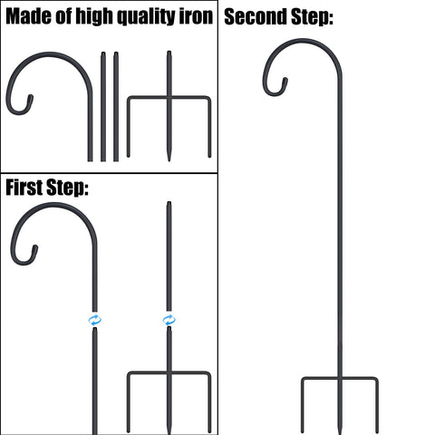 FEED GARDEN 32-inch shepherd hook keeps items upright in soft soil.