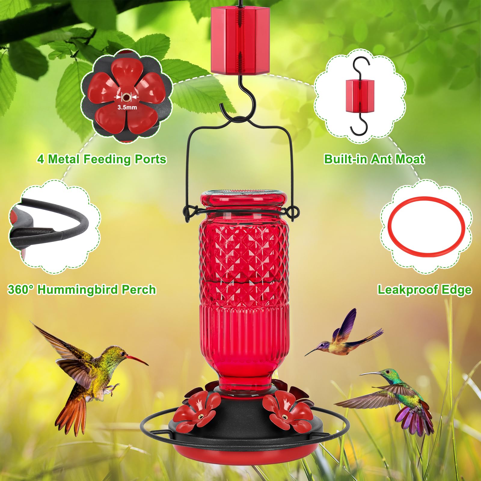 FEED GARDEN 360 degree perch accommodating several hummingbirds at once