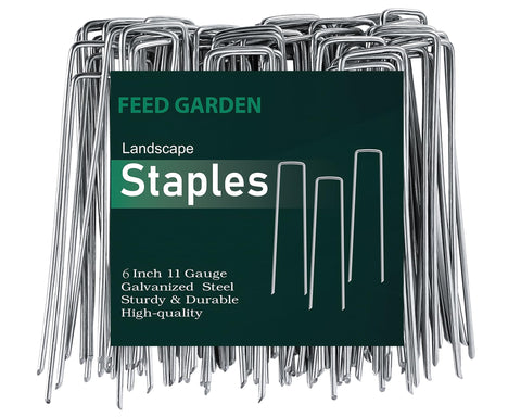 FEED GARDEN 6-inch staples secure weed barrier fabric with heavy-duty 11-gauge design
