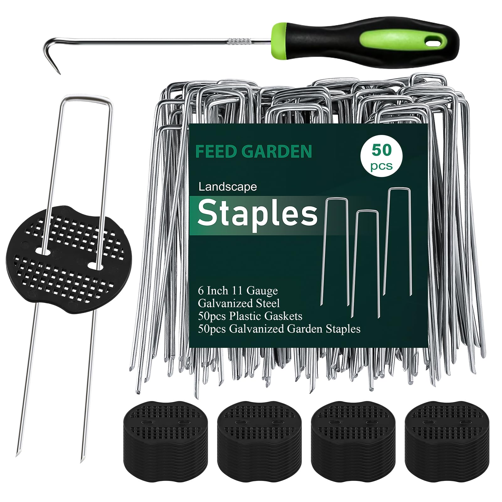 FEED GARDEN 6 Inch staples pack securing fabric and ground coverings