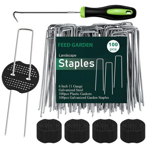 FEED GARDEN 6inch-stakes secure fabric and edging for tidy landscapes.
