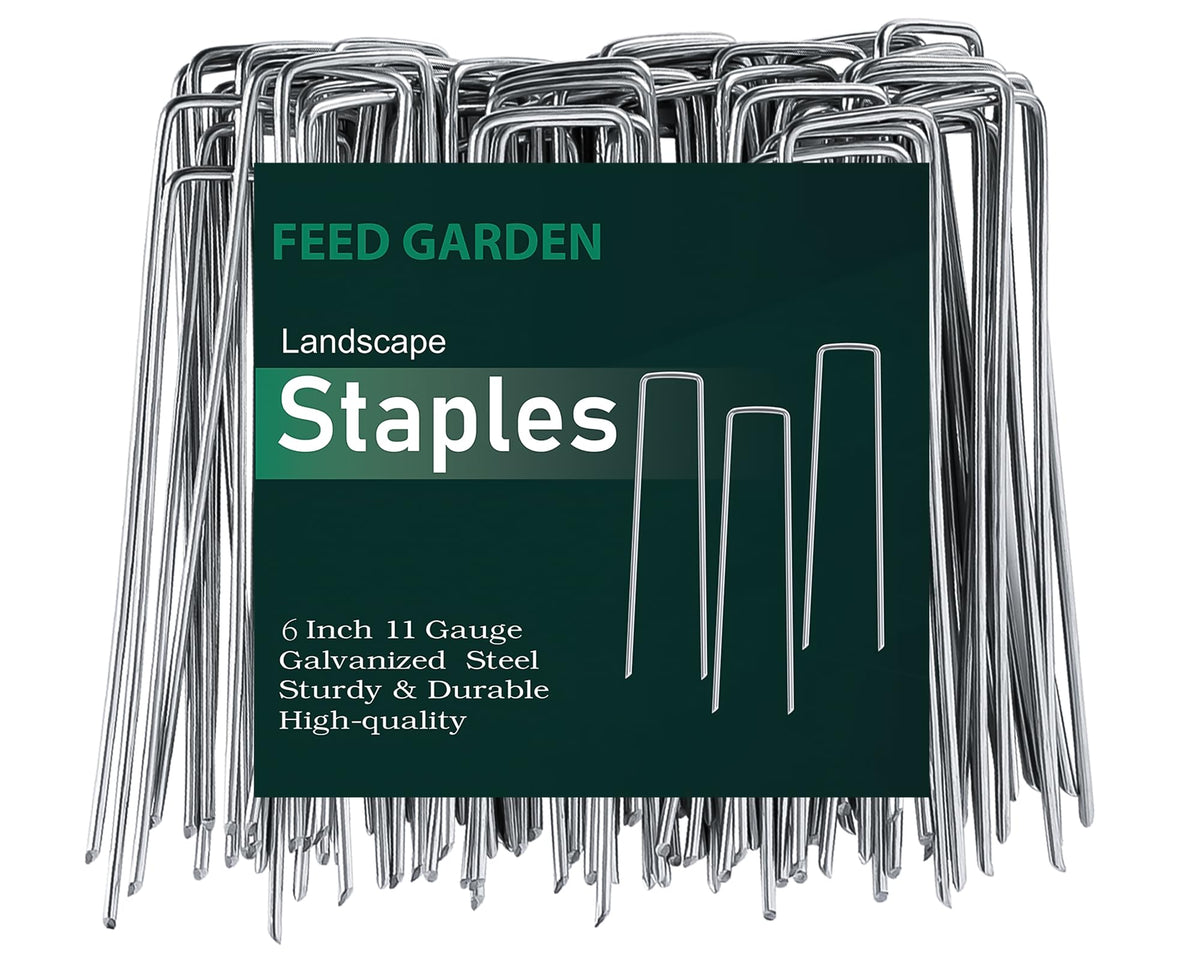 FEED GARDEN 6 inch staple securing landscape fabric and weed barriers with strength