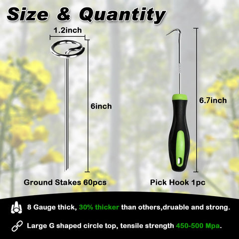 FEED GARDEN 8-gauge galvanized stakes resist bending for long-term outdoor use.