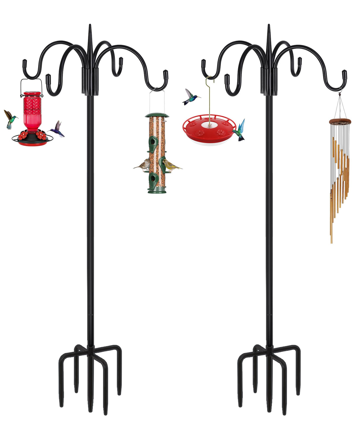FEED GARDEN 92-inch four-hook shepherd hook for versatile outdoor hanging.