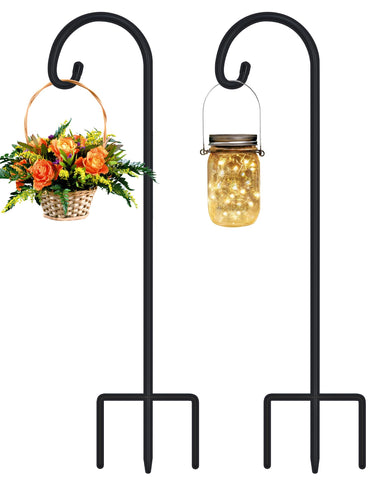 FEED GARDEN adjustable shepherd hook at 32-48 inch height for versatile garden display.