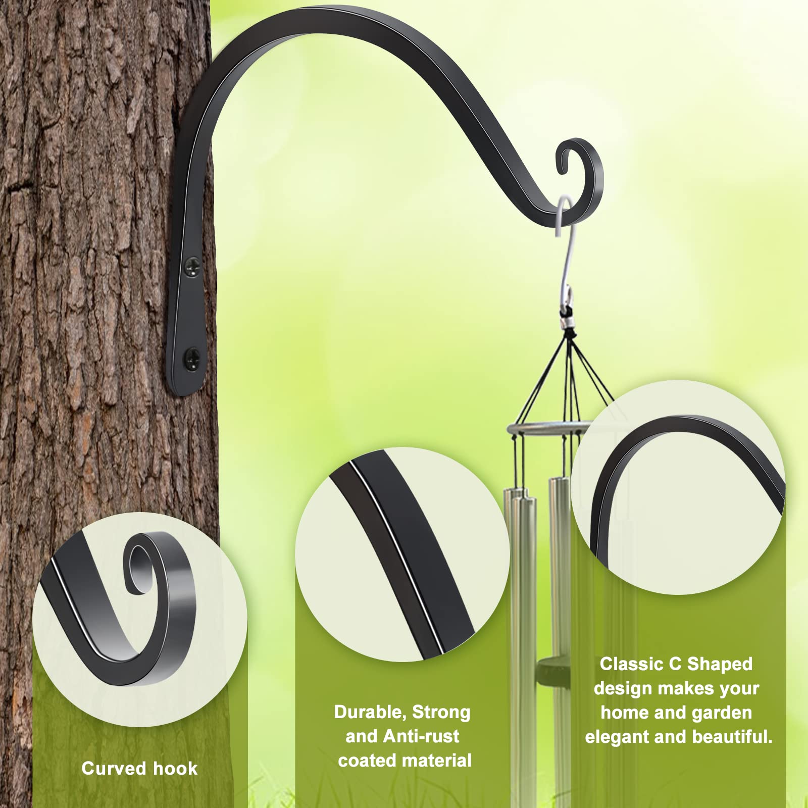 FEED GARDEN bird-feeder-hanger shown mounting a feeder securely outdoors.