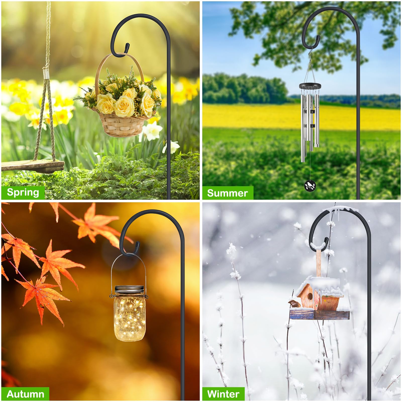 FEED GARDEN bird feeder and solar light hook for easy outdoor setup