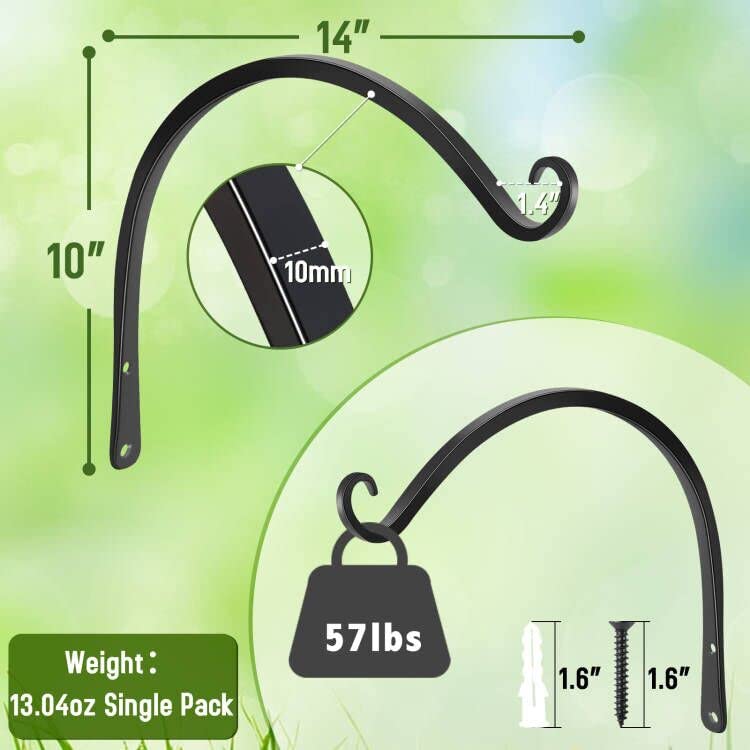FEED GARDEN black outdoor bracket ideal for wind chimes and planters.