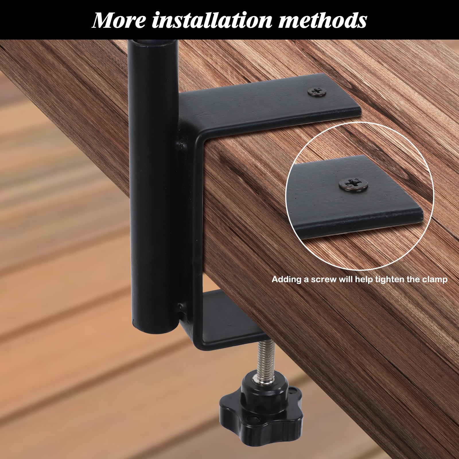 FEED GARDEN black powder-coated deck hook resists rust outdoors