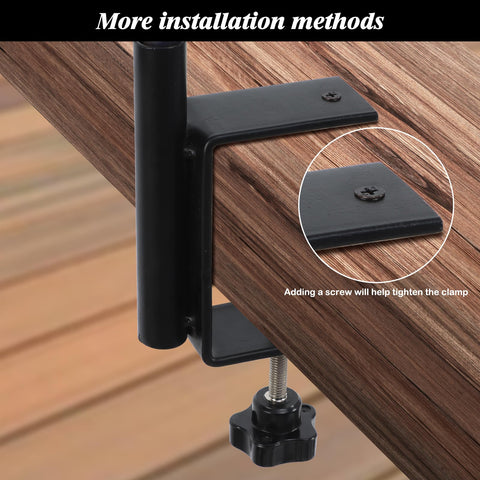 FEED GARDEN black powder-coated deck hook resists rust outdoors