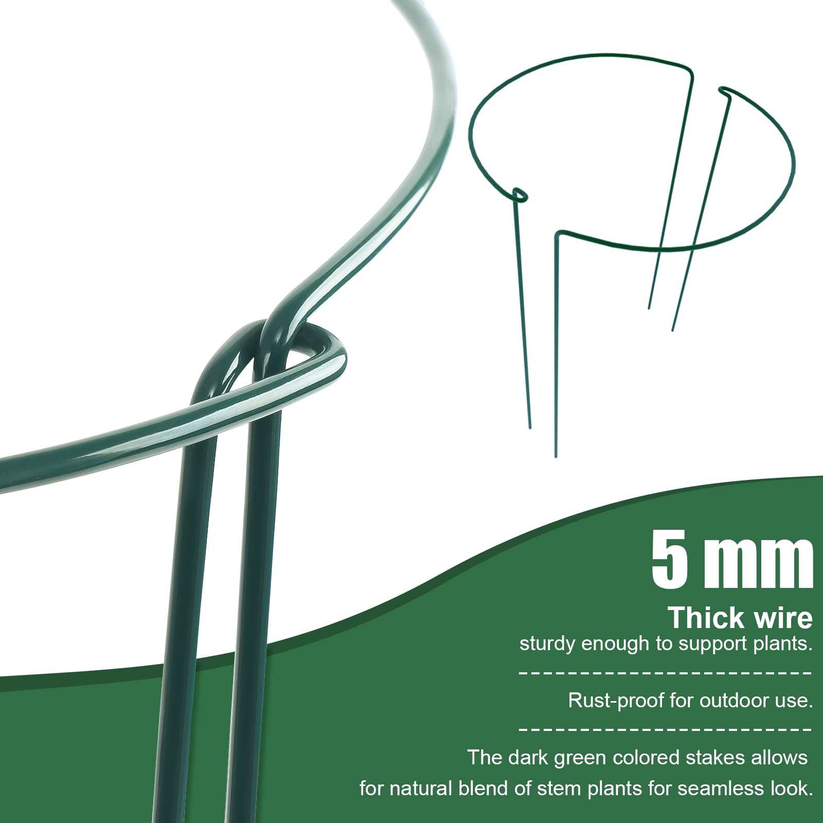 FEED GARDEN dark-green coated iron stakes blend with plants while providing upright support