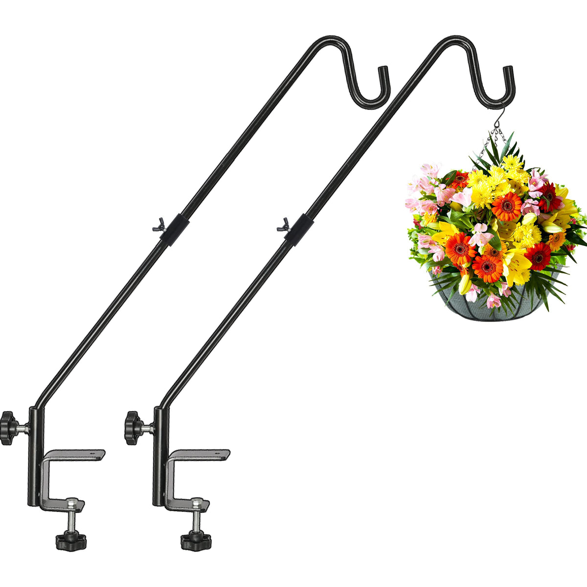 FEED GARDEN 31-inch deck hook with swivel for versatile railing hanging.