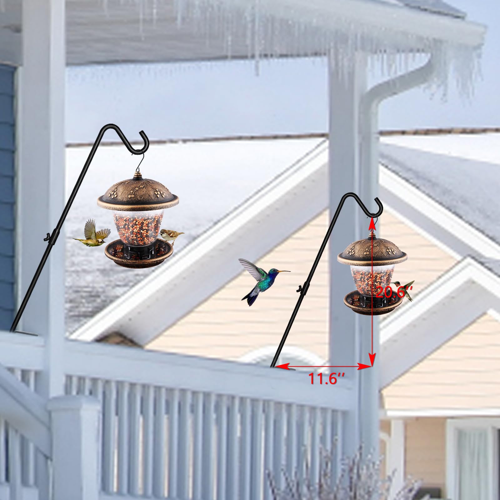 FEED GARDEN two-pack deck hook setup showing tool-free installation