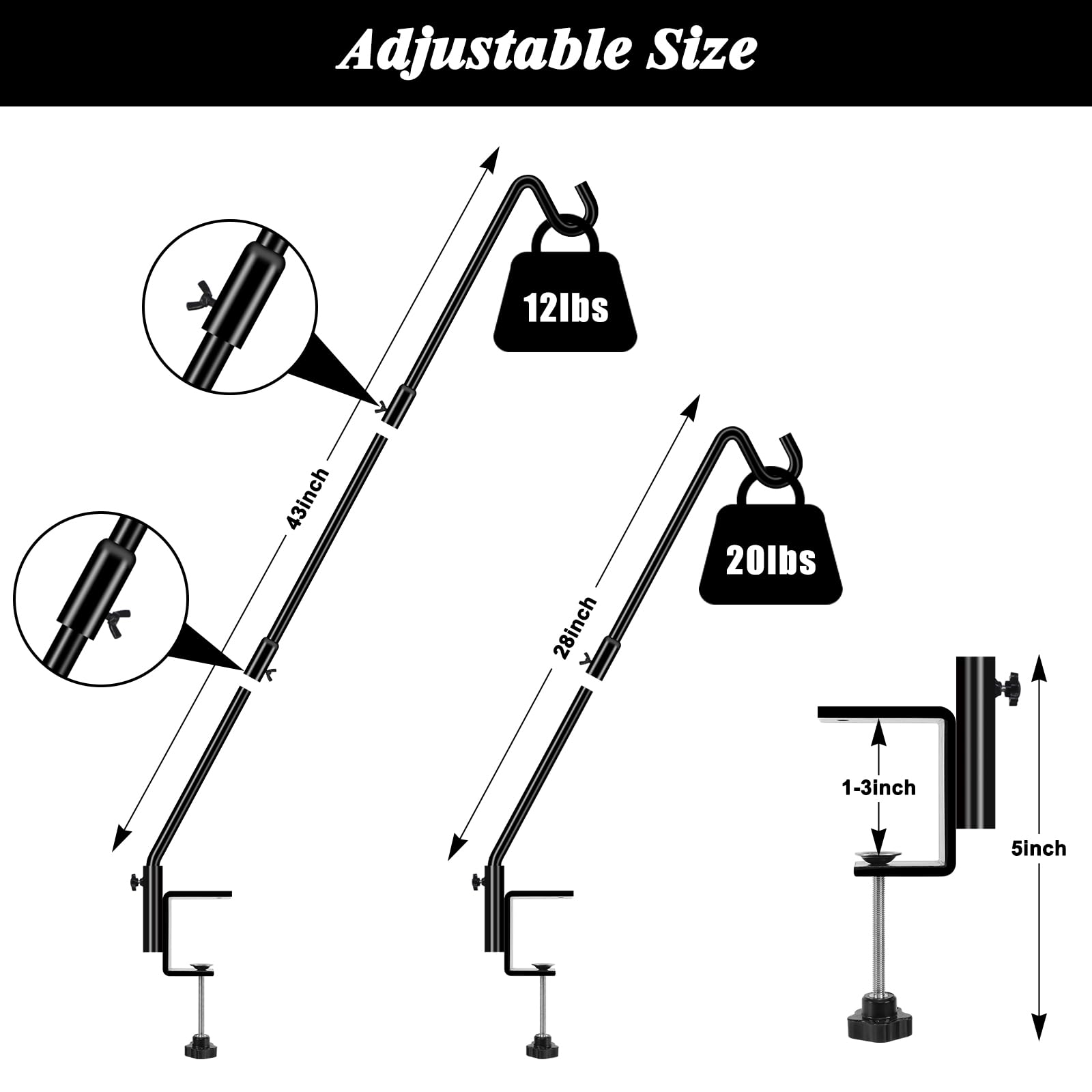 FEED GARDEN deck hook clamps securely to 1–3 inch rails