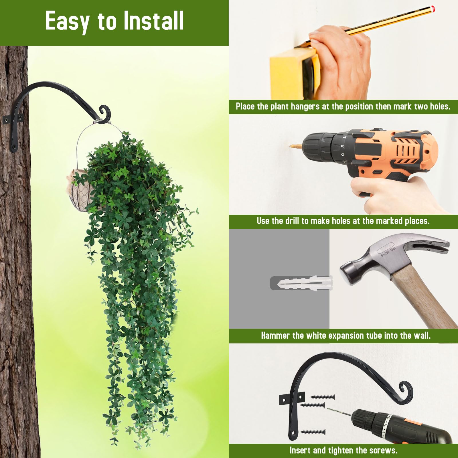 FEED GARDEN durable metal hook supports plants and lights securely.