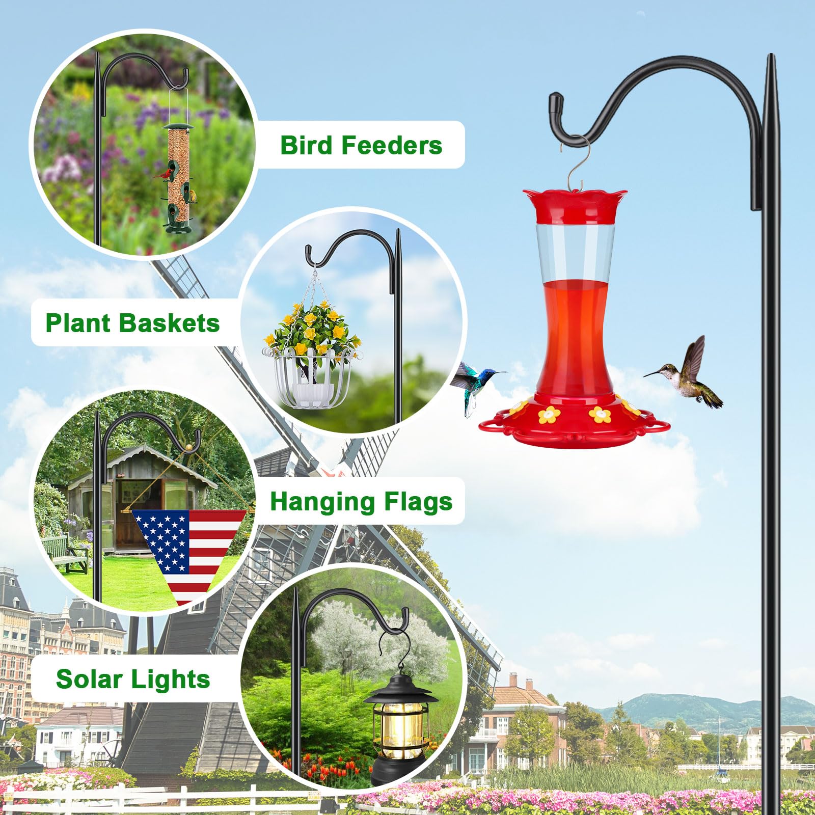 FEED GARDEN Easy-assembly shepherd hook for quick setup; no tools required.