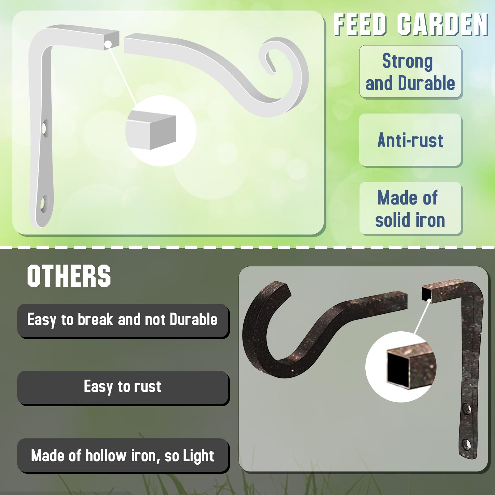 Included screws and hardware for easy FEED GARDEN bracket installation
