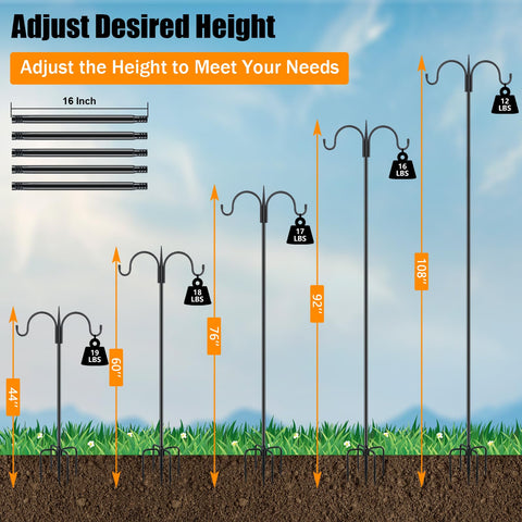 FEED GARDEN extender poles expand height for large baskets and feeders