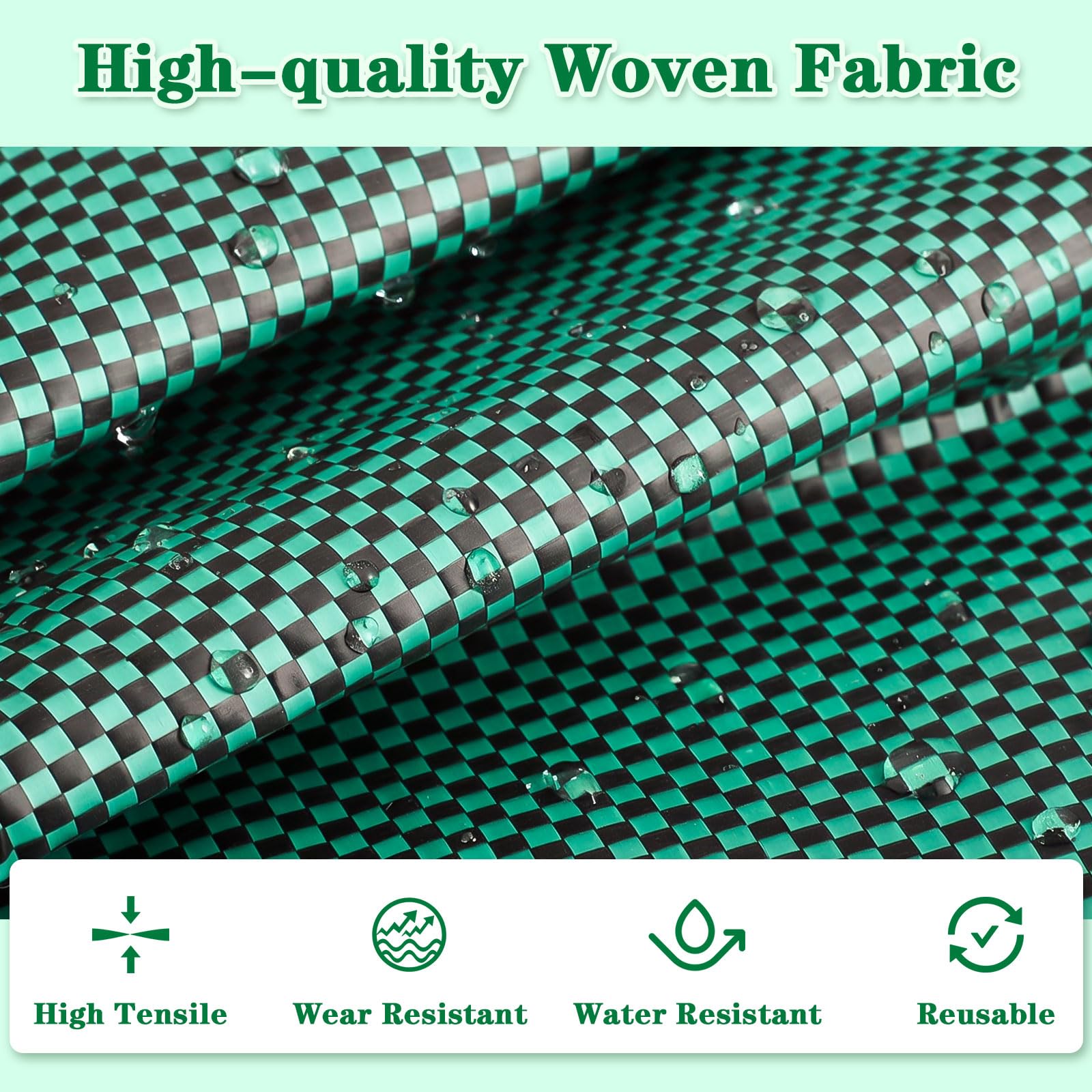 Sturdy, waterproof polypropylene resists tears under outdoor yard tasks.