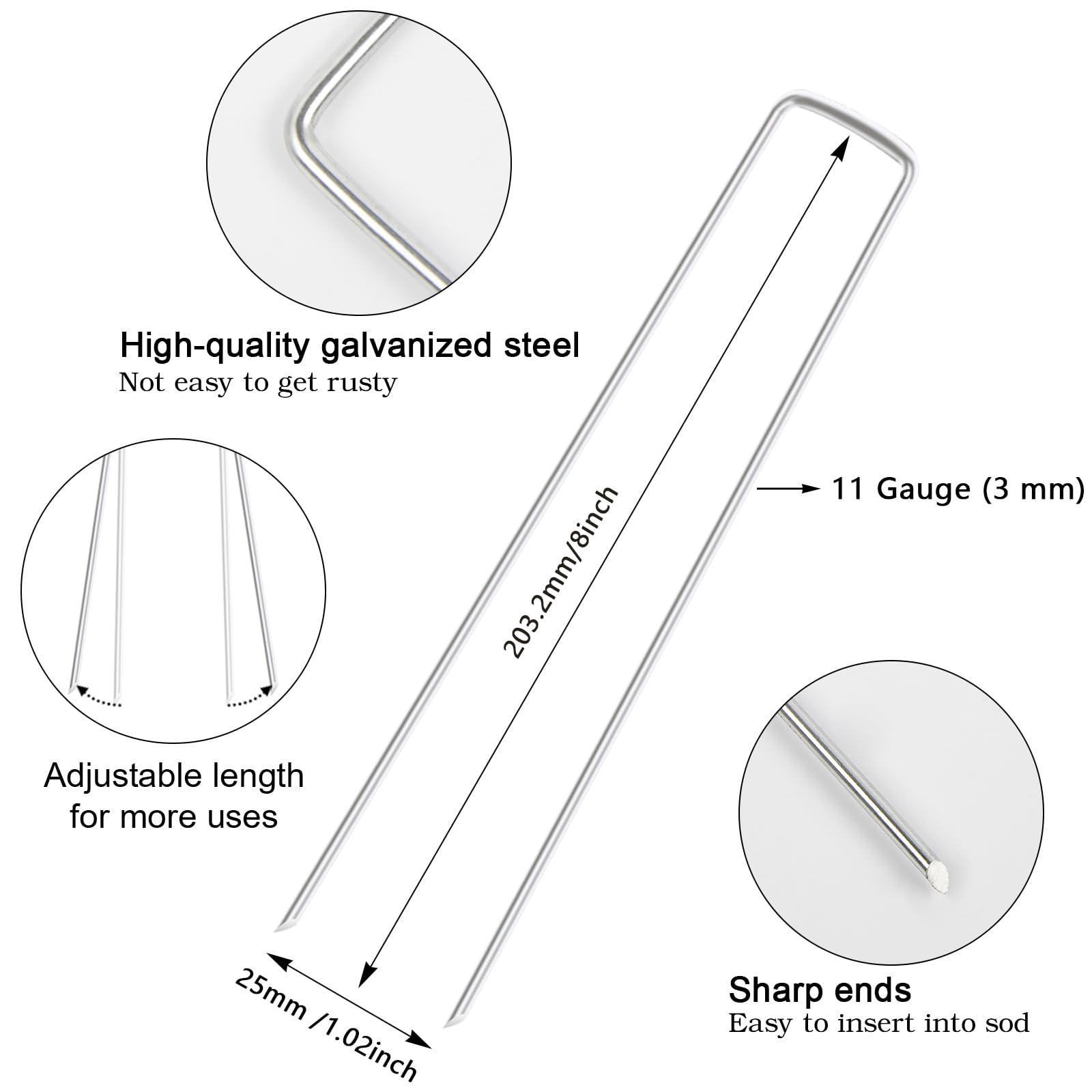 FEED GARDEN galvanized stakes demonstrate durable anti-rust construction.