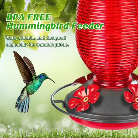 FEED GARDEN Glass Hummingbird Feeder offers 360° perches for multiple birds.