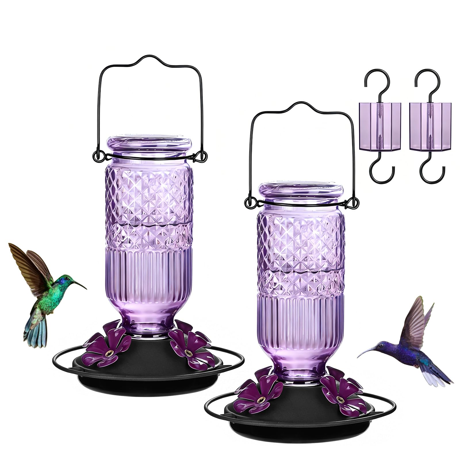 FEED GARDEN glass hummingbird feeder outdoors 16oz with clear nectar level view