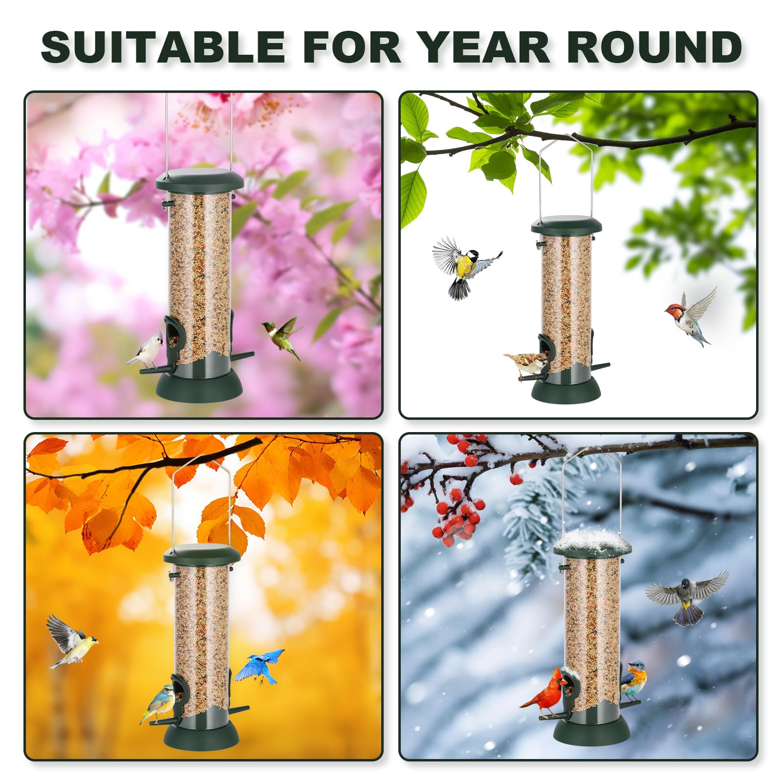 FEED GARDEN green 8.5-inch feeder blends with yard decor