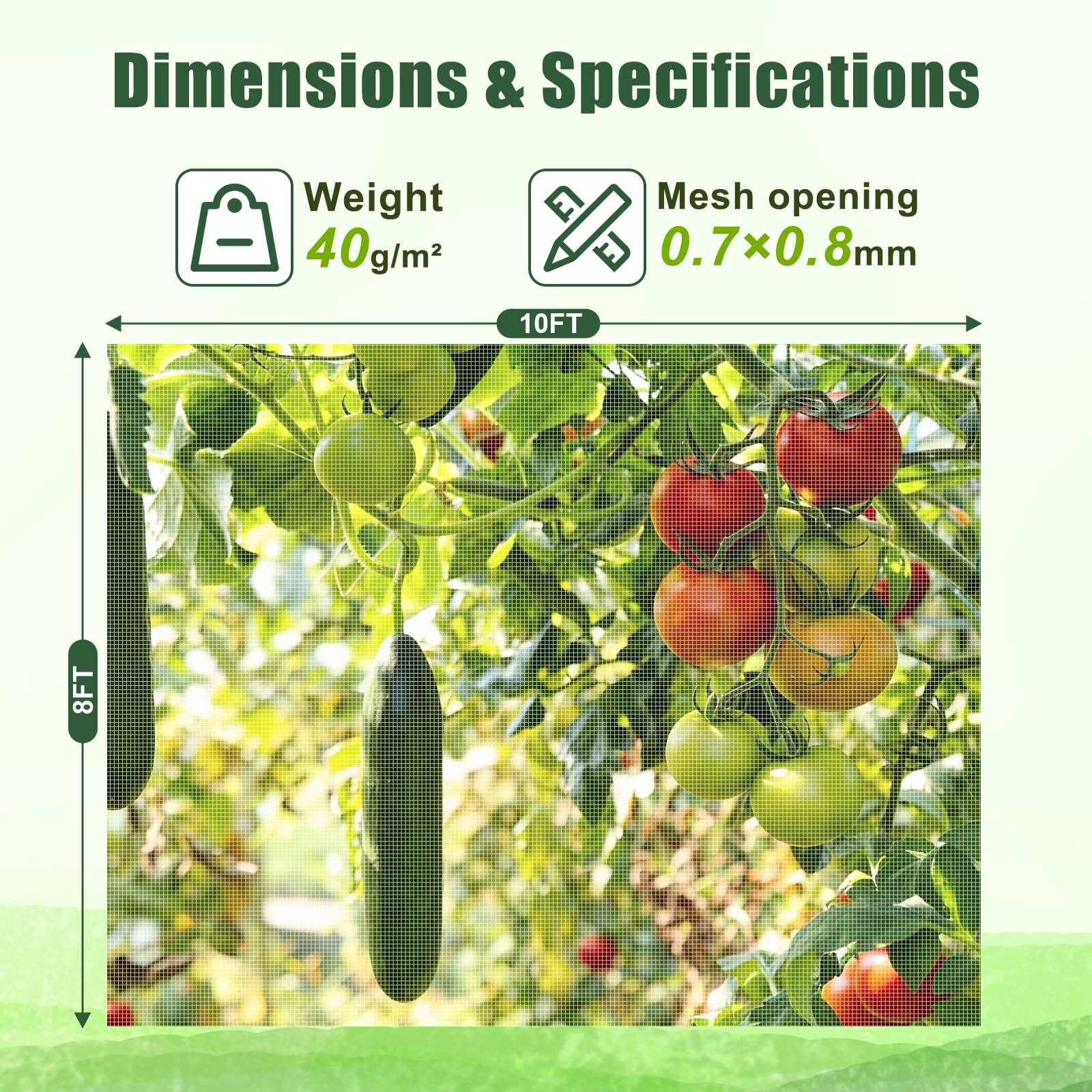 FEED GARDEN greenhouse netting lets sun and rain through while shielding plants