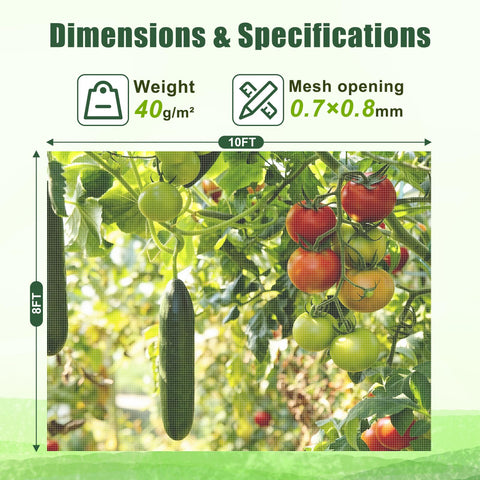 FEED GARDEN greenhouse netting lets sun and rain through while shielding plants
