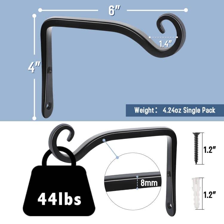 FEED GARDEN Hand-forged plant hangers 2-pack, easy wall mounting.