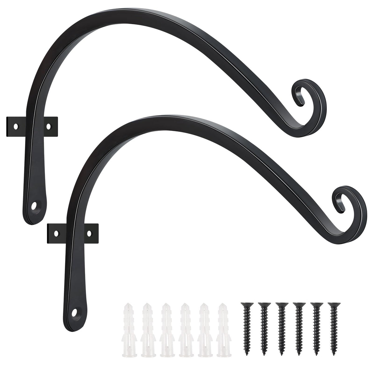 FEED GARDEN two-pack hanging plant brackets on a wall, sturdy outdoor decor.