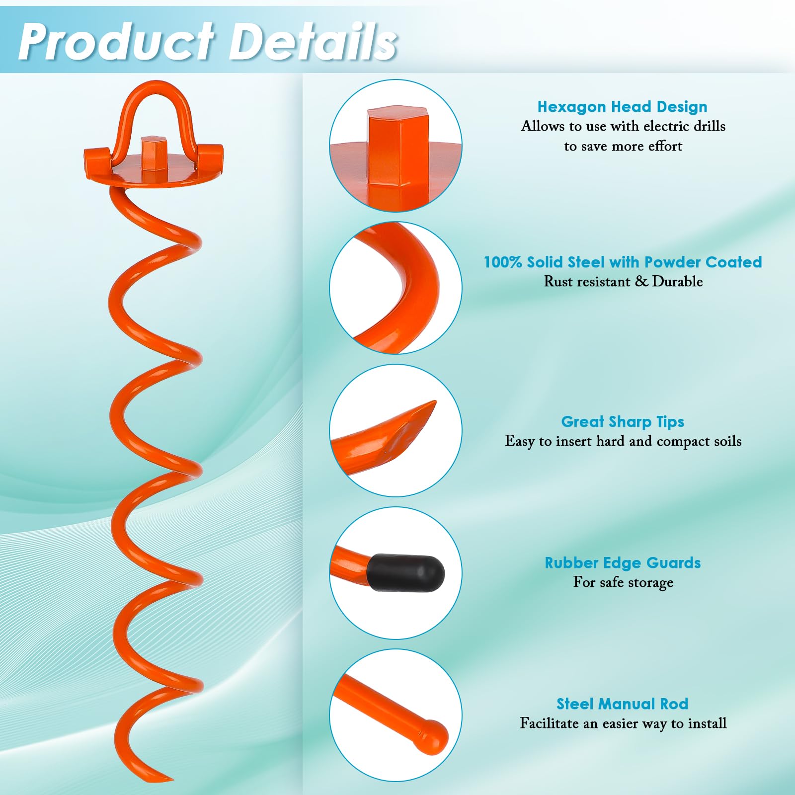 FEED GARDEN heavy-duty anchors resist wind and pull for trampolines and tents.