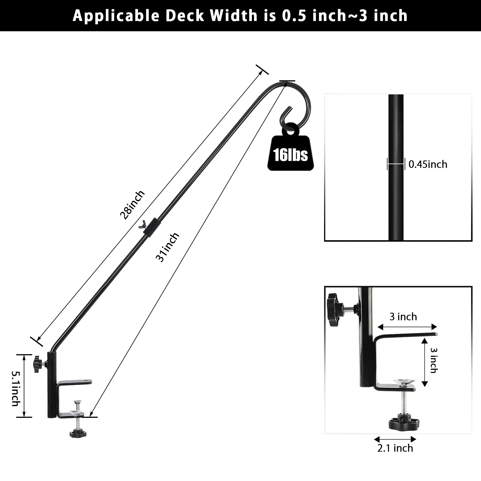 FEED GARDEN heavy-duty steel deck hook stands up to weather while hanging items.
