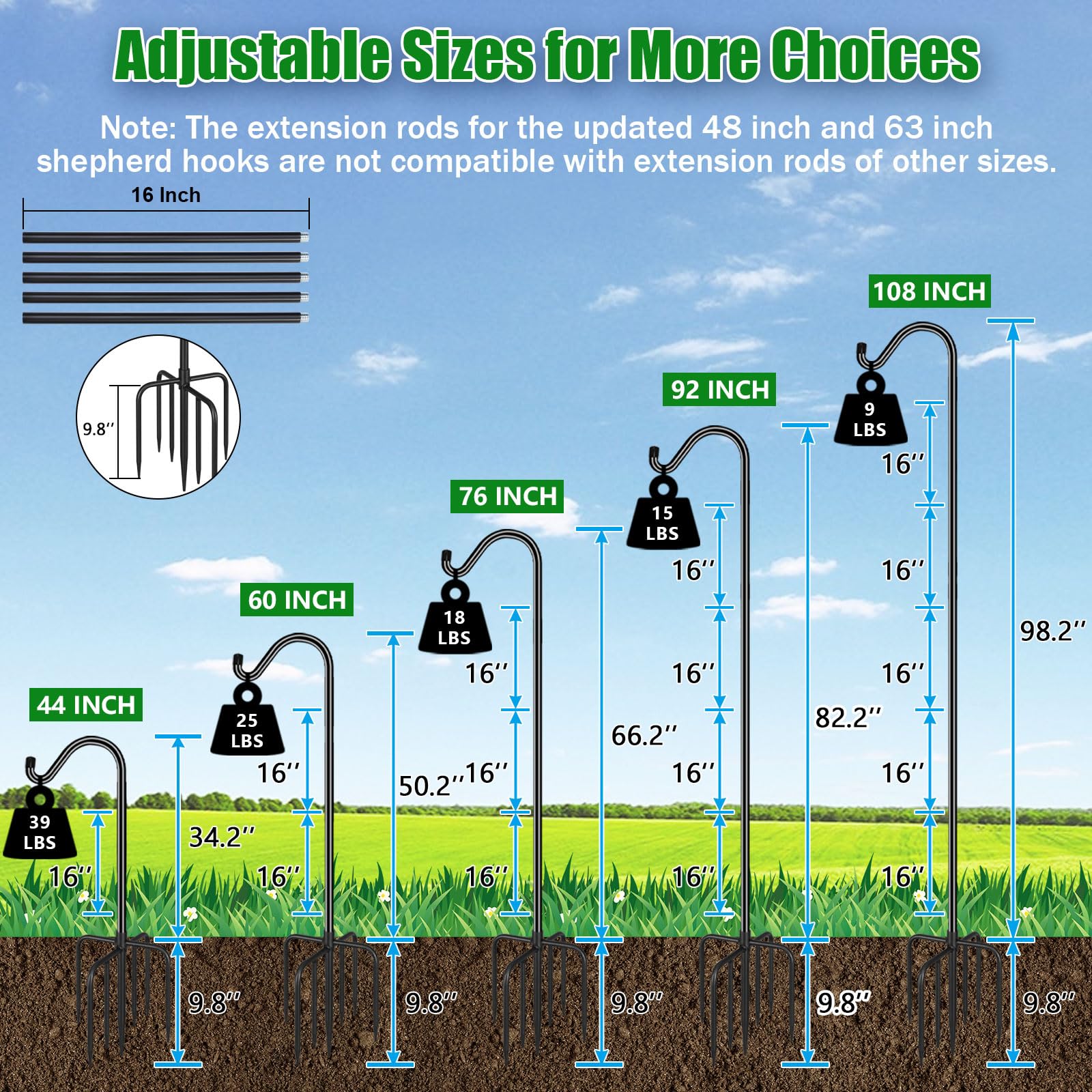 FEED GARDEN height-adjustable bird feeder pole suitable for varied hanging items