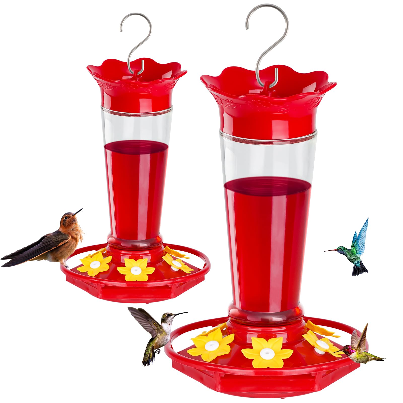 FEED GARDEN hummingbird feeder with ant moat for cleaner nectar outdoors.